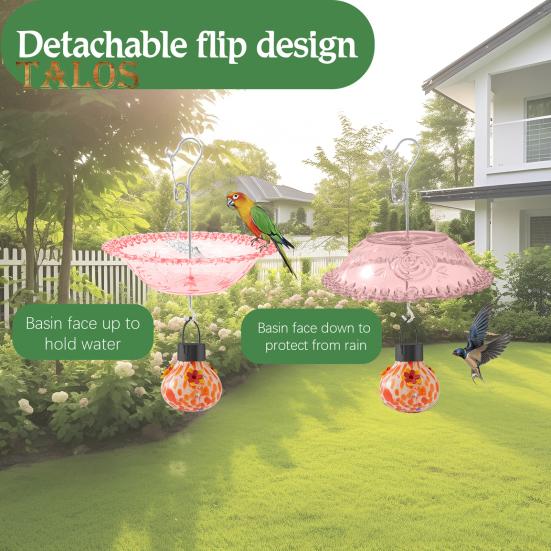 Подвесная кормушка для птиц, солнечная кормушка для колибри, чаша для кормления птиц с лампочкой для кормления водой, освещенная кормушка для птиц для украшения сада и крыльца на открытом воздухе