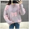 New Autumn Women Fashion Half Turtleneck Sweater Loose Casual Patchwork Faux Mink Fur Cashmere Knitting Pullovers
