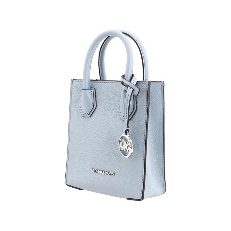 Michael Kors Mk Mercer Однотонная Сумка-тоут с Логотипом-буквой из Кожи с Текстурой 'pebble' Женская тоут Синяя 35H1SM9C0L-PALE-BLUE