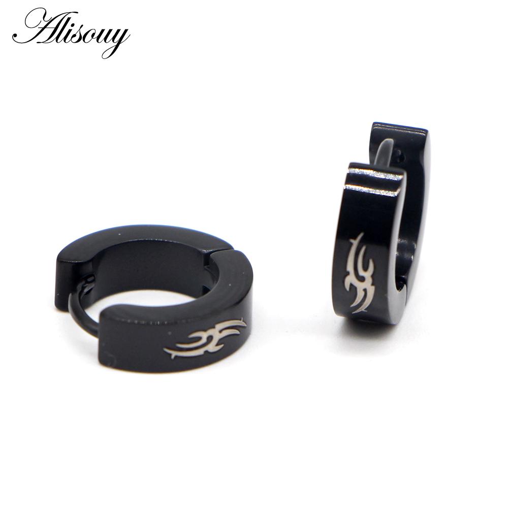 Alisouy, милые серьги-кольца для мужчин и женщин, маленькие серьги Huggie из нержавеющей стали с сердцем дракона, черепом, звездой и крестом, римскими цифрами