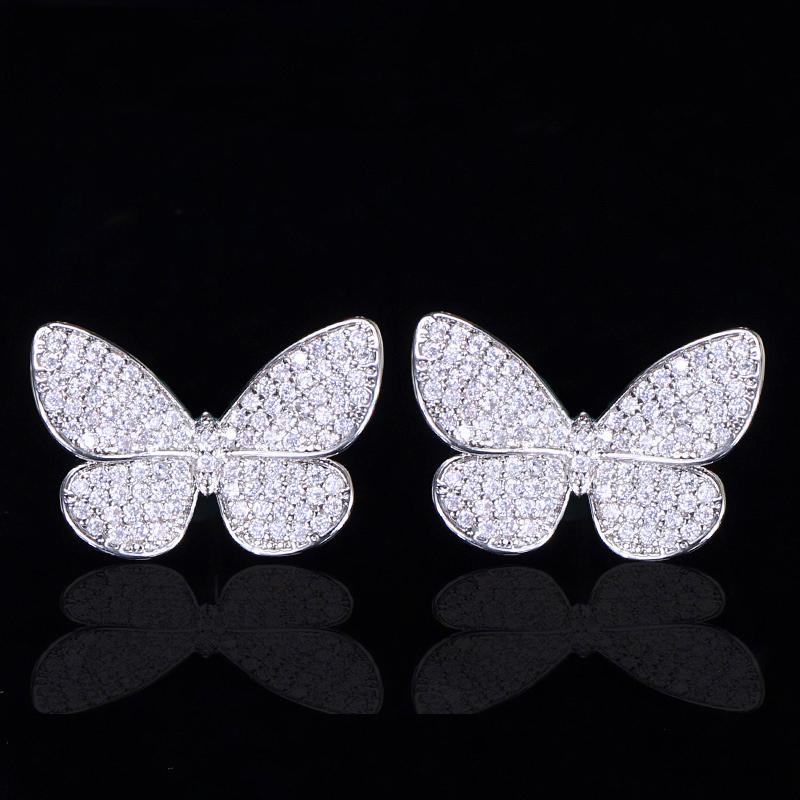 CMM Trendy Zirconia Chic Butterfly Shape Big Stud Earrings