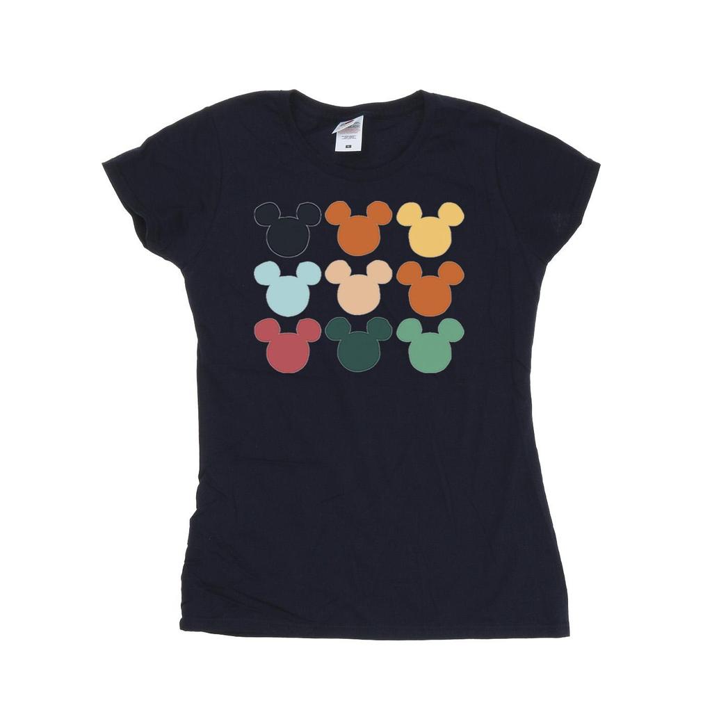 Disney Womens/Ladies Mickey Mouse Heads Square Cotton T-Shirt