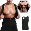 Sleeveless Sauna Vest For Men High Compression Sweating Zipper Top Fitness Workout Shirt Weight Loss Body Shaper