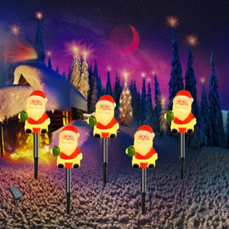 2025 Солнечные Рождественские Санта и Снеговик Светящиеся Гирлянды для Наружного Декора
