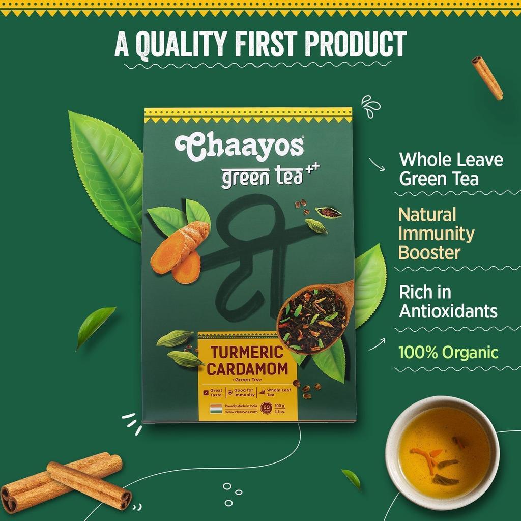 Green Tea with Turmeric and Cardamom (100 G), Turmeric Cardamom Green Tea Chaayos