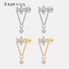 925 Sterling Silver Gold Flower Piercing Earring Luxury Jewelry 2023 Women Wedding Jewelry Gift
