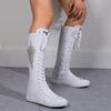 Women's Fashion Flat Canvas Sports Boots with Lace Inside Zipper
