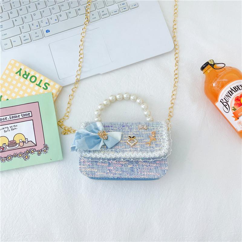 Adorable Mini Pearl Handbag For Girls Charming Chain Shoulder Bag For Children