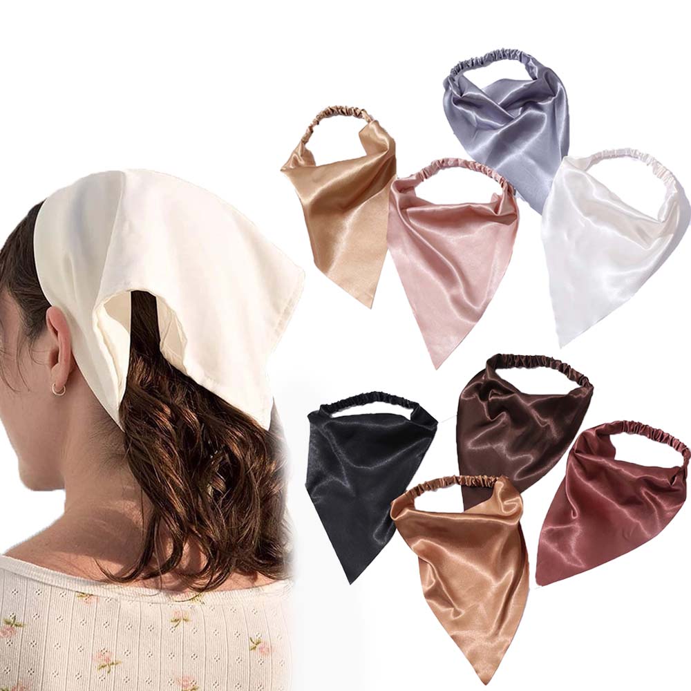 Band Elegant Headbands Silky Satin Hair Accessories Headwrap Turban Bandana Triangle Hair Scarf