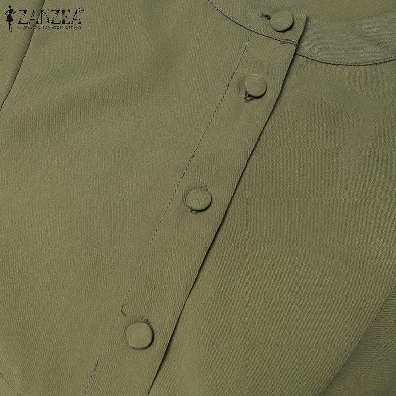 ZANZEA Women Casual O-neck Loose Summer Half Sleeve Dress