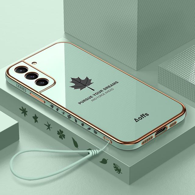 Роскошный чехол с ремешком из кленового листа для Samsung Galaxy S23 Ultra S22 Plus S21 S20 Plus Ultra S21 FE S22 Plus, мягкий силиконовый защитный чехол для объектива