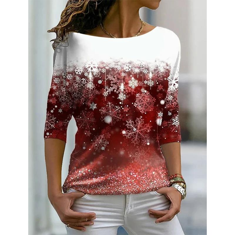 Осенняя универсальная женская футболка с длинными рукавами и цветочным принтом, обычный повседневный топ в стиле ретро с круглым вырезом и разноцветным принтом в стиле бохо