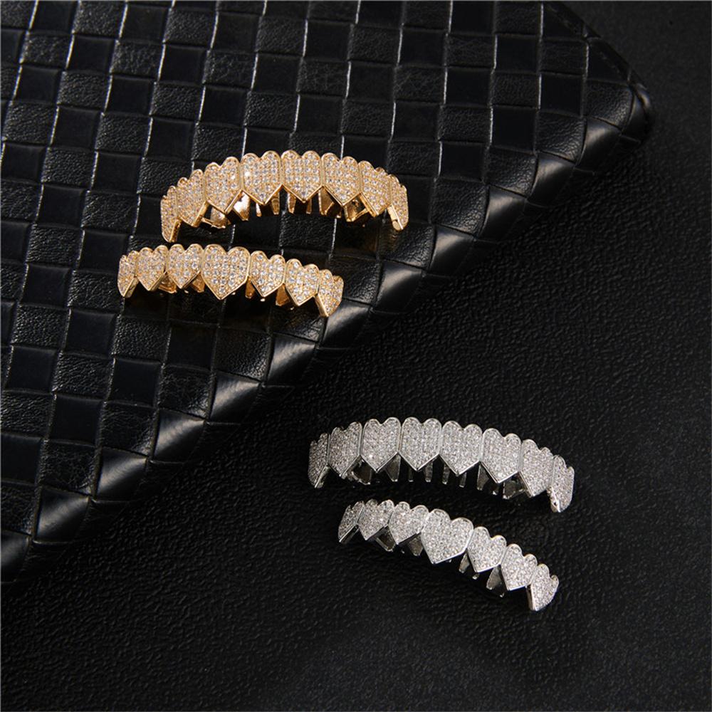 Fashion Full CZ Stone Rhinestone Braces Zircon Teeth Cap Brace For Women Men Top Bottom Dental Grills Personalized Body Jewelry