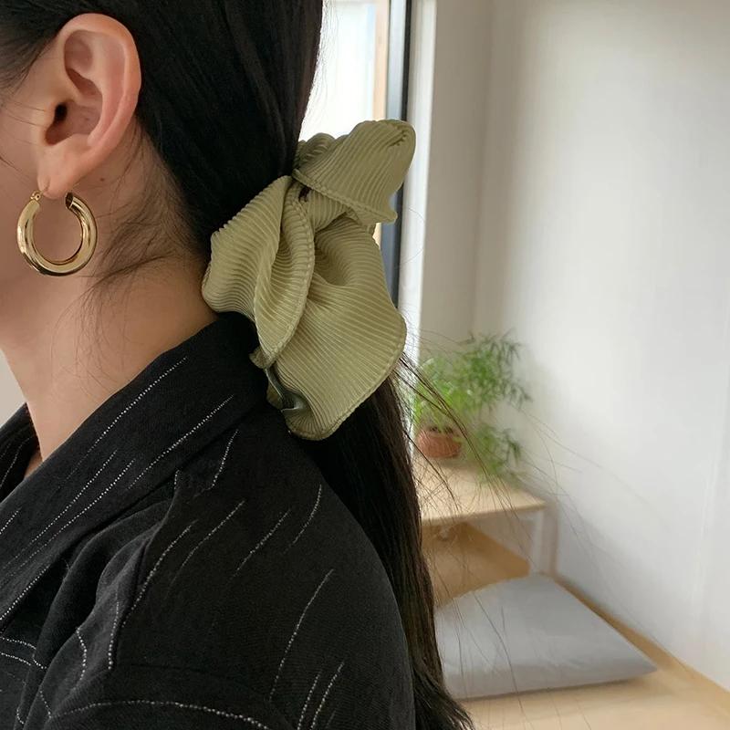 Korean Style Large Scrunchies Solid Color Elastic Hair Bands Women Hair Rope Ties Ponytail Holder Rubber Bands Hair Accessories