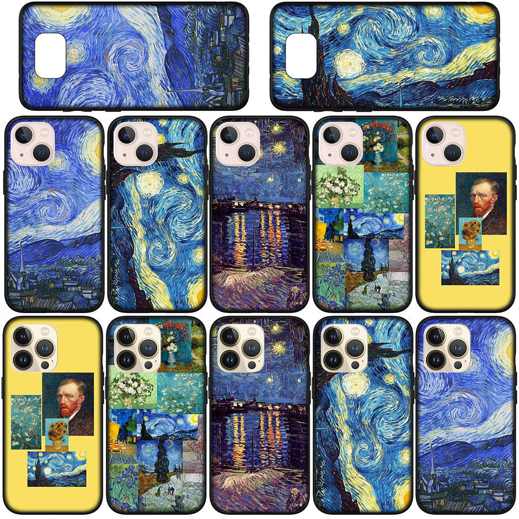 Чехол для телефона Samsung Galaxy S25 S24 S23 iPhone 16 15 Xiaomi Redmi Note 14 13 12 16E X 11 Pro OPPO Moto Huawei Wallpaper Van Gogh Starry Night Cover