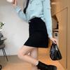2023 Осень/Зима Женская Вельветовая Юбка А-силуэта с Высокой Талией - Облегающий Покрой, Ретро Корейский Стиль, Дизайн, Защищающий От Воздействия