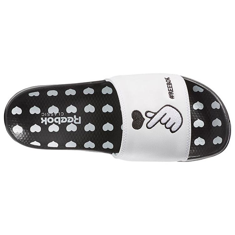 Reebok Классические черные и белые тапочки с принтом 'Любовь' EF8146