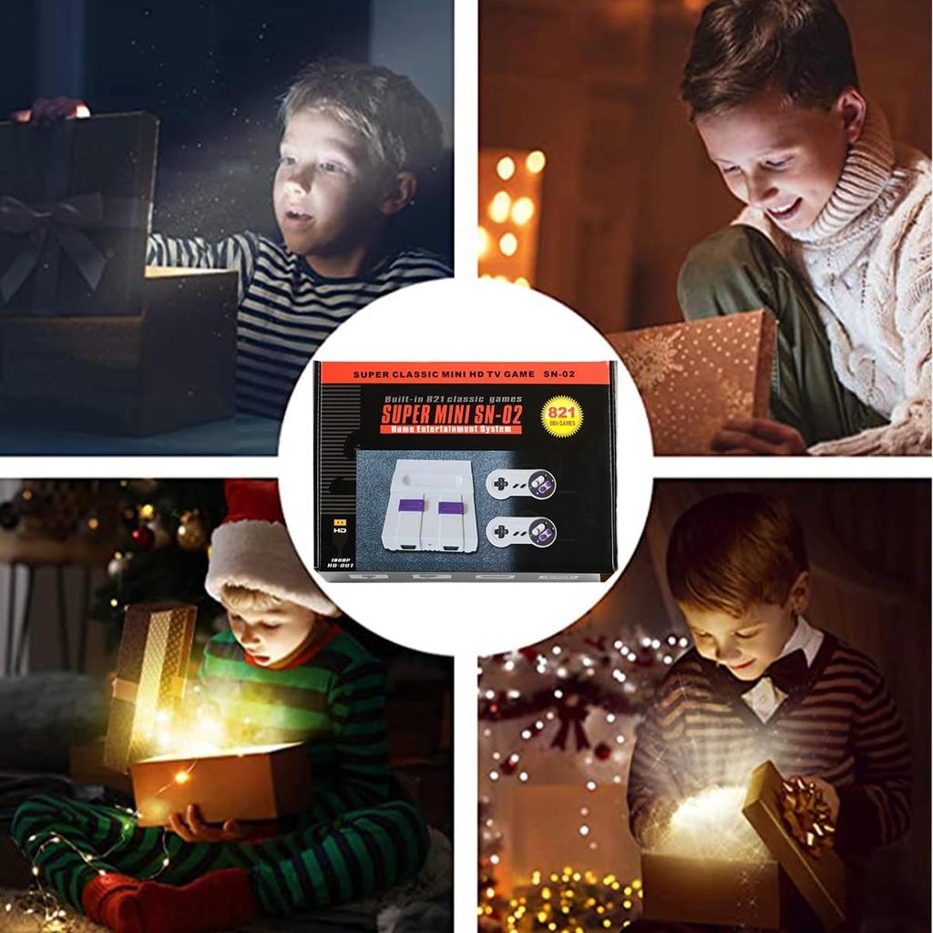 Игровая консоль Super Retro, классическая игровая система в стиле ретро, ​​встроенная 821 игра и 2 контроллера, выход HDMI, 8-битная технология Plug and Play