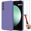 Case and Tempered Glass - BOOLING - for Samsung Galaxy S23 FE - Liquid Silicone - Dark Purple - Anti-slip