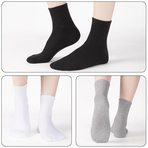 5-Pair Pack: All-Season Solid-Color Cotton Mid-Calf Socks Grey