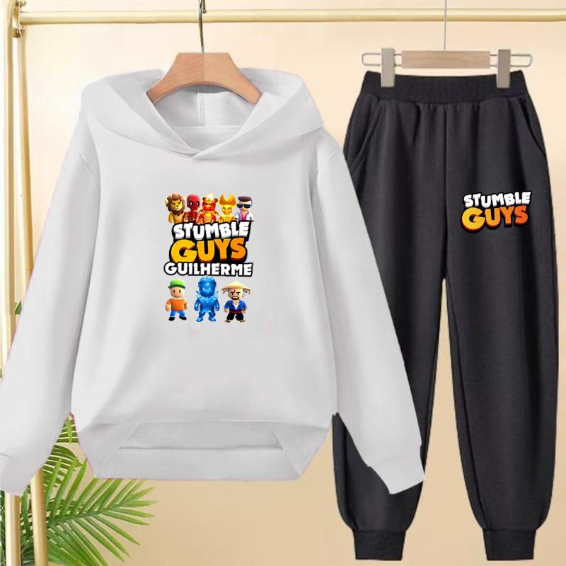 Children's Hoodie Pullover 3-12Yrs Anime GUYS Print Charming Coat Sweatshirt+Pants Boys Girls Toddler Trendy Clothes Leisure Set
