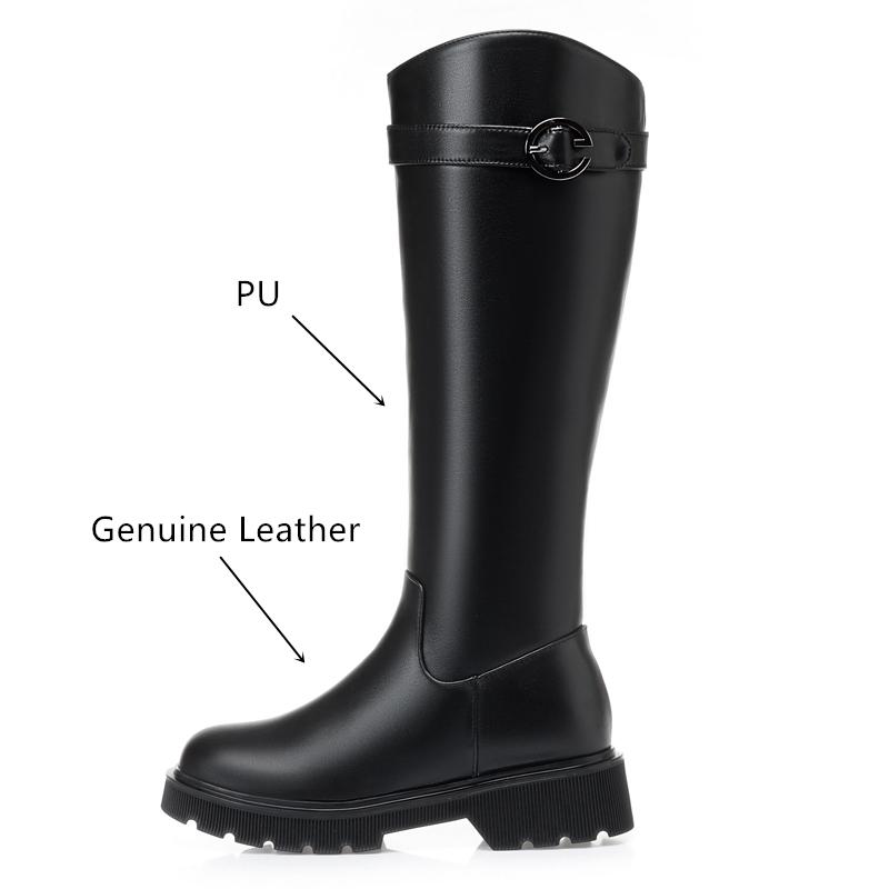 High Boots Female Genuine Leather Winter Wool Warm Women's Long Boots Large Size Riding Boots Women