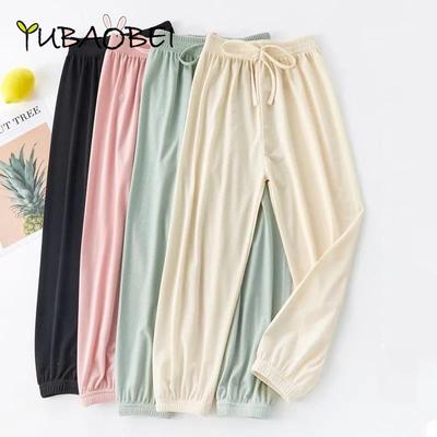 Детские штаны, летние детские штаны из ледяного шелка с защитой от комаров, тонкие корейские повседневные штаны для мальчиков и девочек