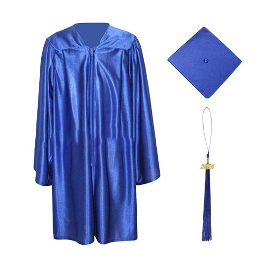 2 шт./комплект, детская униформа бакалавра с шапочкой, V-образный вырез, длина до колена, длинный рукав, застежка-молния, плиссированная мантия для студентов гуманитарных наук, выпускной