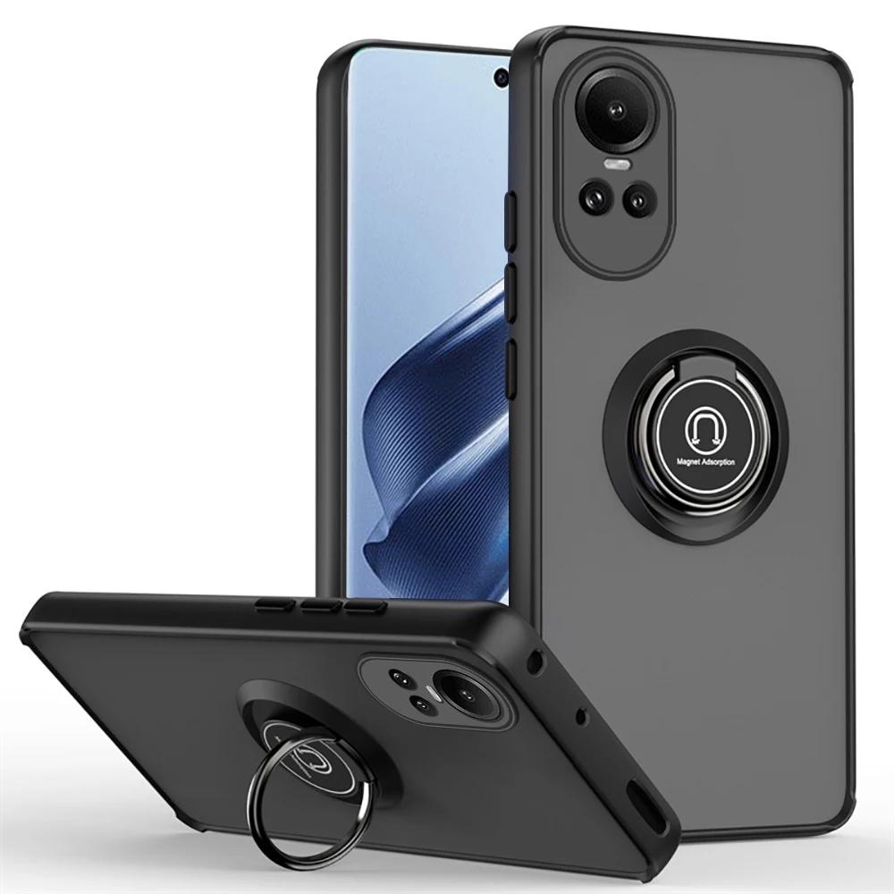 Матовый защитный чехол для OPPO Reno 10 Pro Plus 5G, чехол-кольцо с магнитным держателем, подставка Reno10, противоударный чехол Fundas