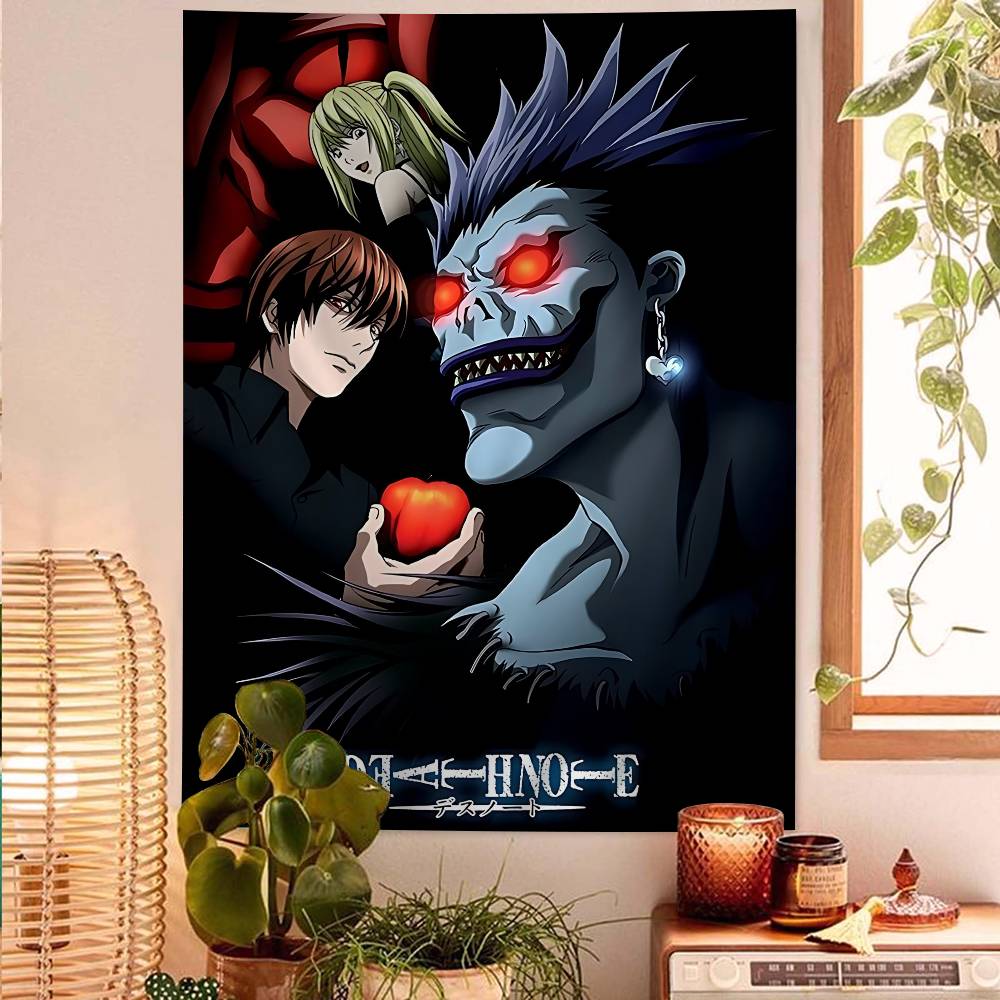 Death Note Full Character Collage Wall Tapestry Light Yagami Art Edgy Room Decor for Psychological Thriller Anime Fans