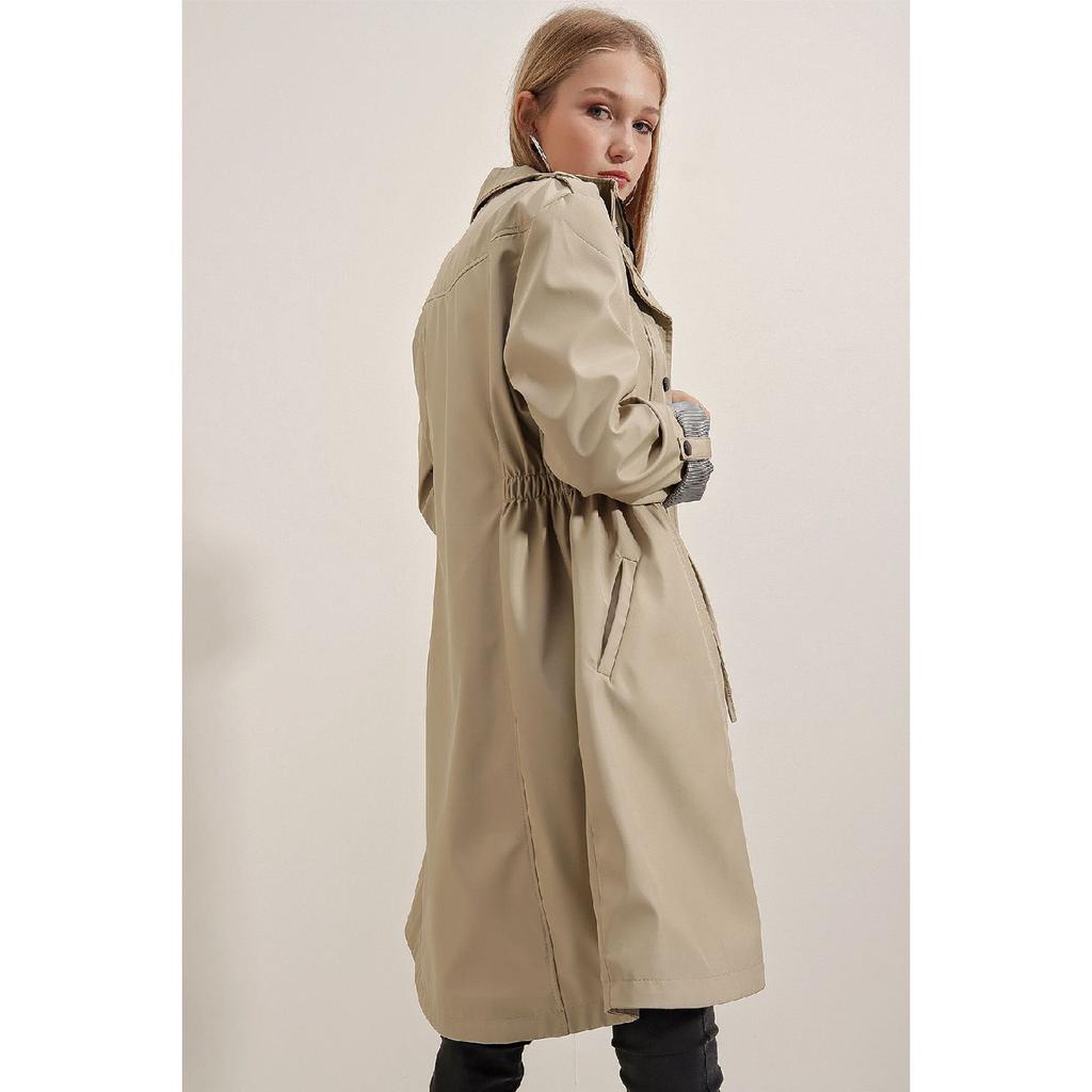 5808 Trench Coat With Waist Tie - Beige