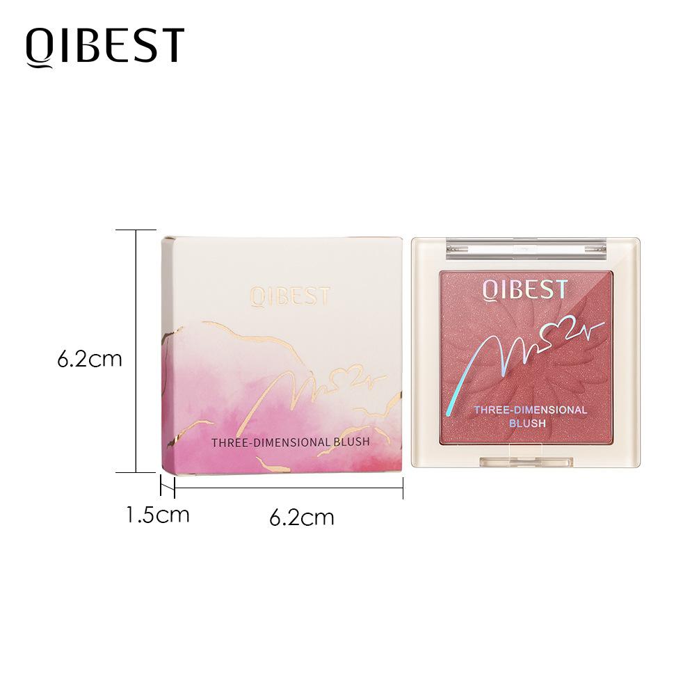 QIBEST Blush Powder Natural Repairing Rouge Powder Is Not Easy To Take Off Makeup Matte Pearlescent Blush Powder
