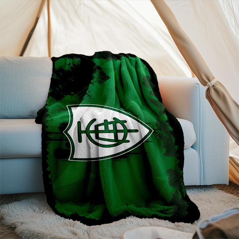 1PC Green Shield Emblem Design Printed Soft Flannel Blanket Throw for Adult Bedroom Living Room Sofa Camping Travel Fan gifts Christmas Gifts