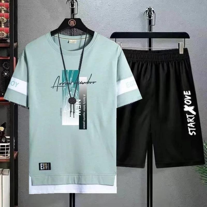 Men's T-shirt Sets Fashion Casual Tee Beach Shorts  Suit for Men Summer Harajuku Male Streetwear Sports and Leisure Tops Clothes