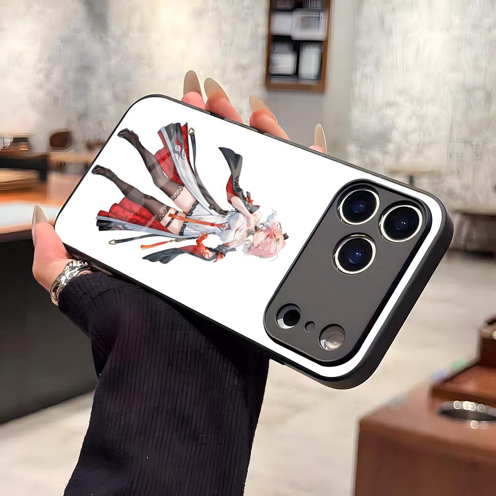 Changli Милый Чехол для Телефона Wuthering Waves Для IPhone 17 Air 16 E Pro Max 15 14 13 Mini 12 Pro 11 Max Plus Черная Стеклянная Крышка