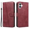 For iPhone 16 Case Wallet PU Leather Folio Flip Phone Cover T-Shaped Lines