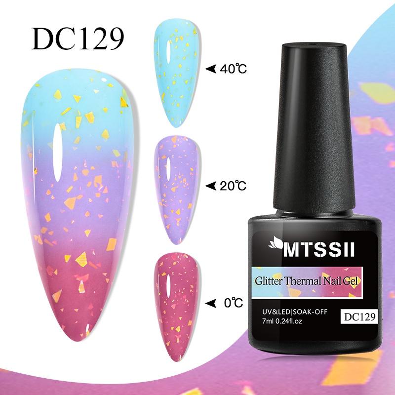 Mtssii 7ml Gold Glitter Thermal Nail Gel Polish Temperature Color Changing Gel Polish Semi Permanent Soak Off UV Gel