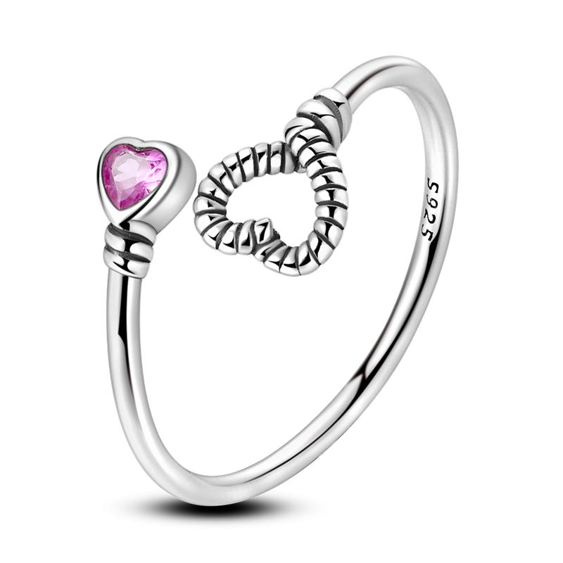 925 Sterling Silver Rings Sparking Purple White Pink Blue Zircon LOVE Wedding Ring Women Engagement Jewelry Anniversary Gifts