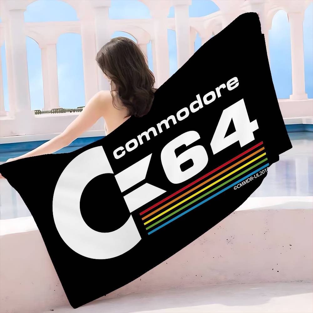 Логотип Commodore 64 Микрофибровое одеяло Быстросохнущие пляжные полотенца Большой размер Печать Супервпитывающее Полотенце-одеяло для бассейна