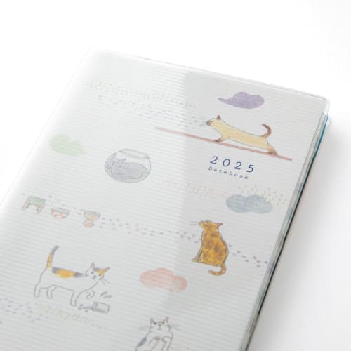 Midori Pocket Diary Notebook 2025 Mini Monthly Cat Pattern 22293006 (Starting from January 2025)