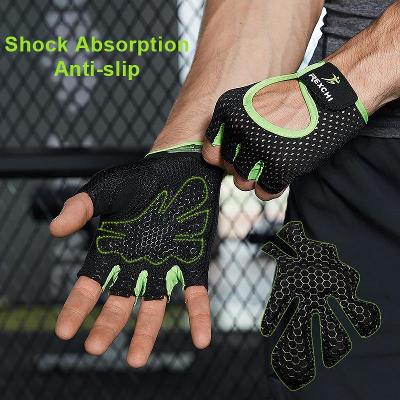 OLIKEI Перчатки для фитнеса с полупальцами для мужчин и женщин Дышащие износостойкие нескользящие перчатки для спортзала Перчатки для тяжелой атлетики Спортивные велосипедные перчатки