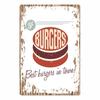 Hamburger Metal Tin Sign Plaque Vintage Burgers and Fries Metal Plate Poster Kitchen Restaurant Shop Wall Decor