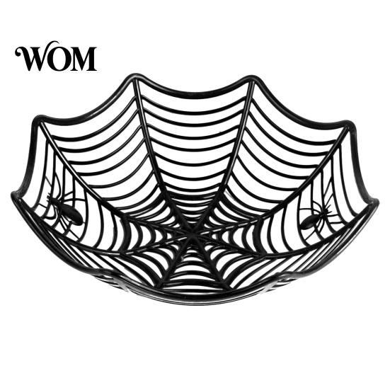 Spider Web Candy Bowl Halloween Basket, Plastic Cobweb Design Fruit Serving Bowl, Treat Eye-catching Decor or Trick Holder for Dinner Table,