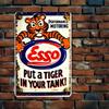 Винтажная металлическая жестяная табличка Esso с тигром Ретро Декор стен Потертая железная табличка для Дома Спальни Общежития Ванной Гаража Положите