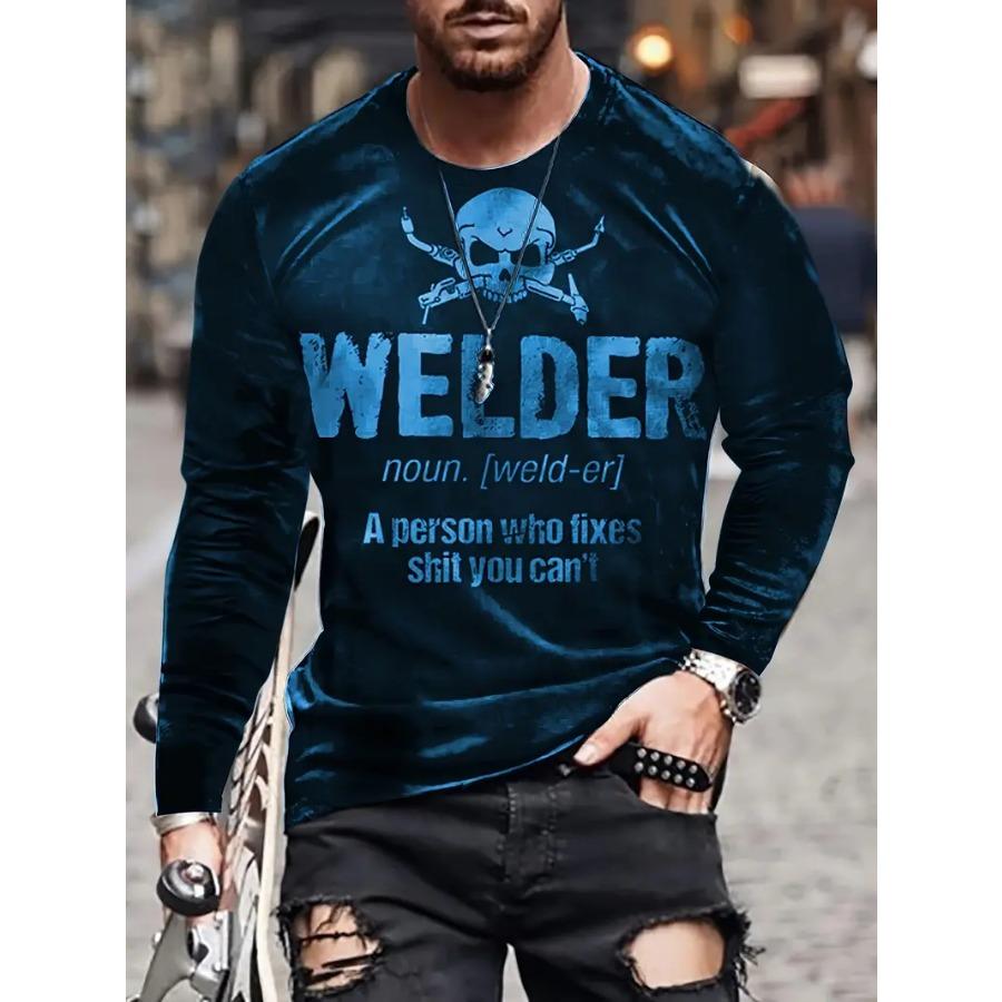 Long Sleeve Creative Graphic Print T-Shirt for Men - Stylish Autumn Classic Fit, Casual Tees for Daily Life - Mens Clothing, Fashion Apparel