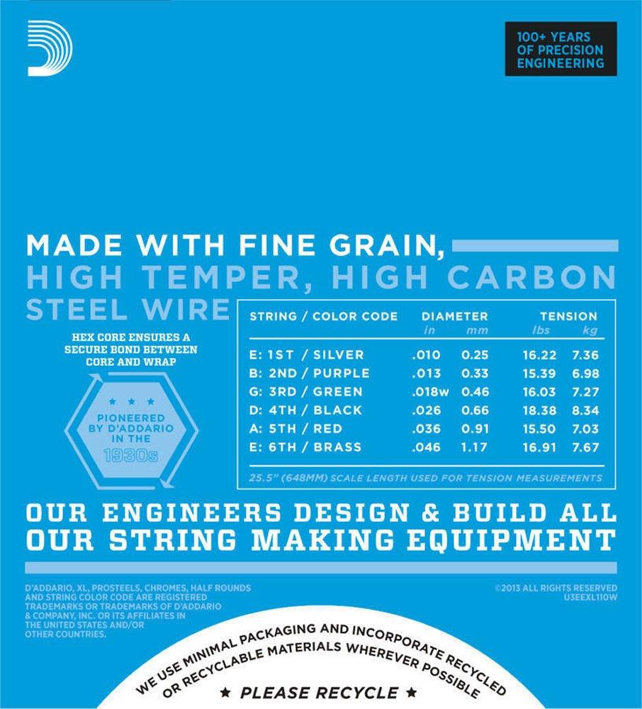 Струны для электрогитары никель обычные легкие 3 струны в обертке EXL110W x 10 комплект D'Addario .010-.046 []