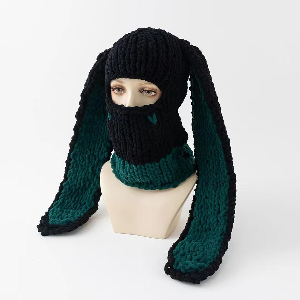2020Fashion Womens Knit Full Face Ski Mask Crochet Balaclava Winter Warm Kawaii Cute Bunny Ears Knitted Balaclava Face Cover Mask