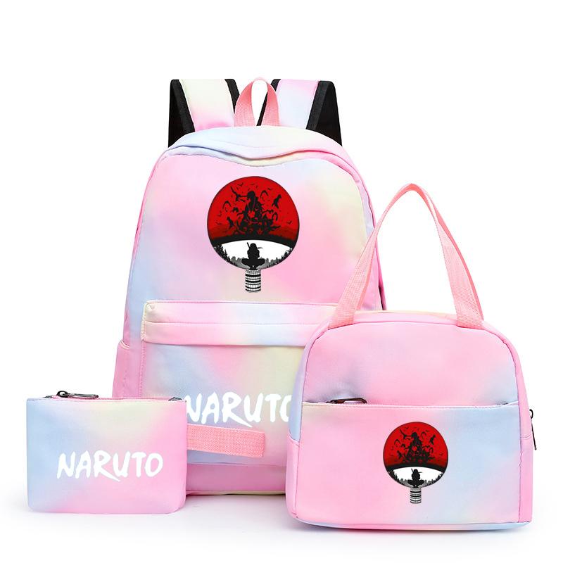 3 шт., школьный рюкзак в стиле аниме для девочек Y2K с сумками для обеда, школьный рюкзак, комплект холщовых сумок, детская сумка-ручка