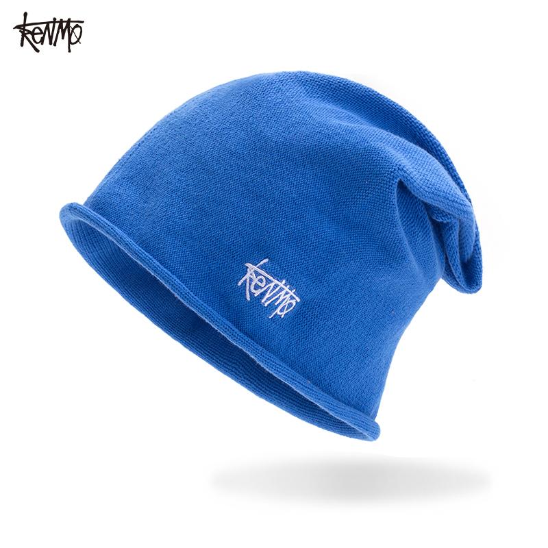 Kemer Knitted Embroidered Baotou Curled Edge Hoodie Men's Autumn and Winter Outdoor Warm and Fashionable Versatile Women's Stacking Hat