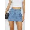 Женская синяя джинсовая мини-юбка с карманами-карго